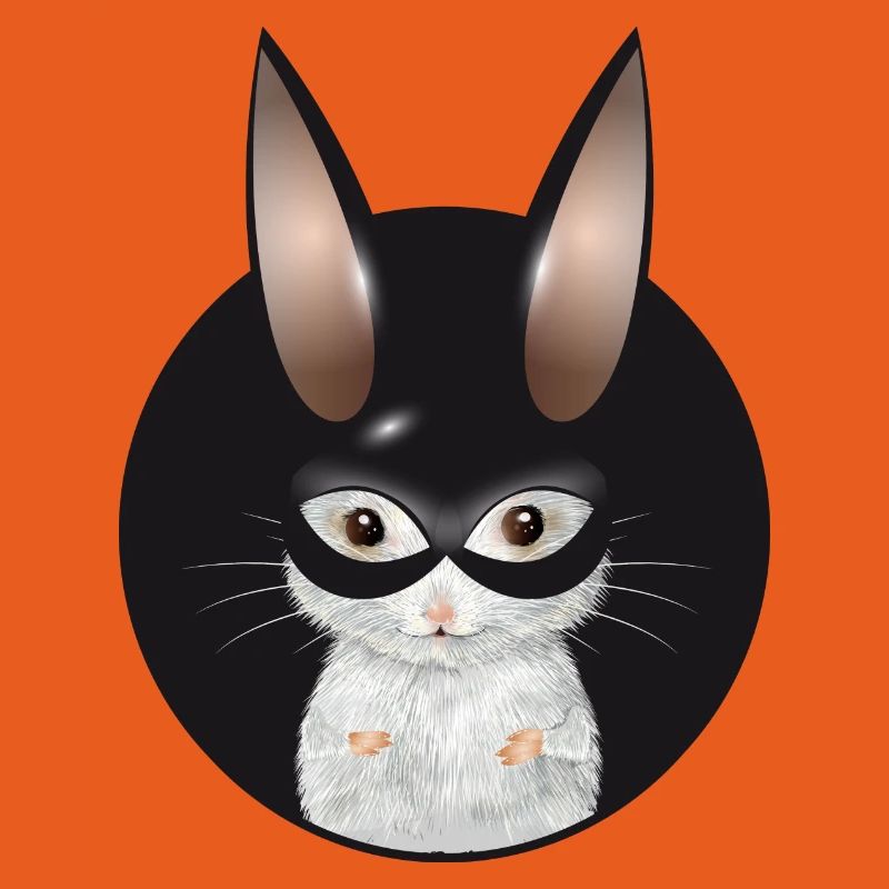 Cute White Mouse with Bunny Mask in Patch