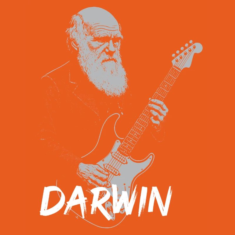 Darwin jouant de la guitare Evolution