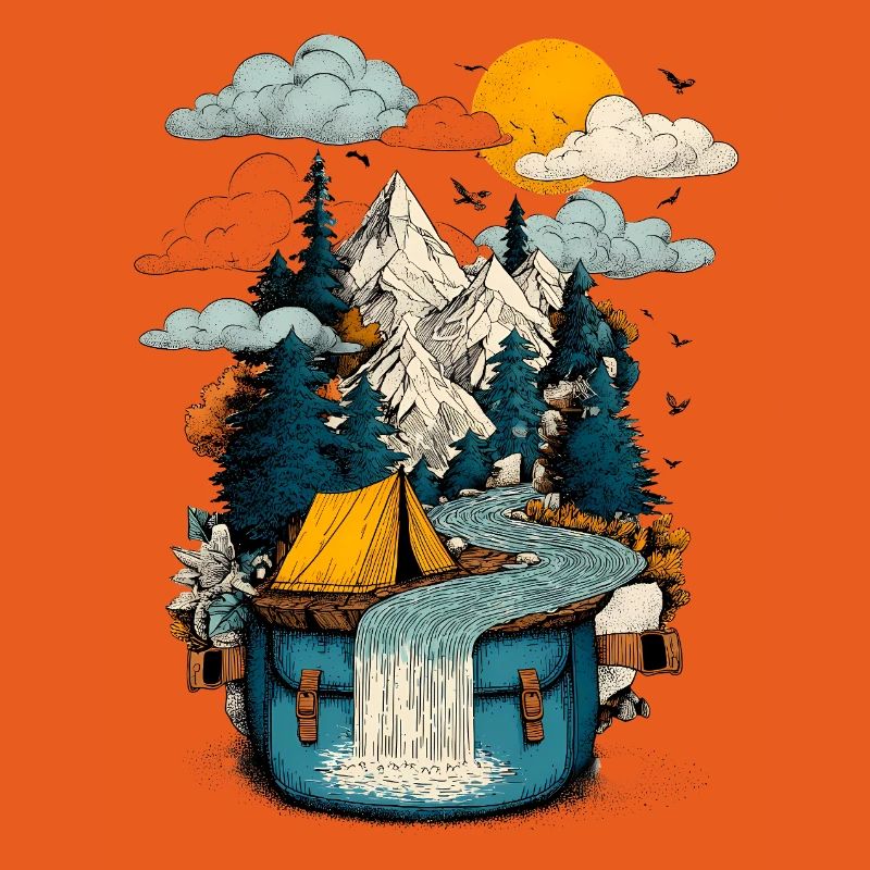 Bergsee Pfad - Camping Backpacker Motiv