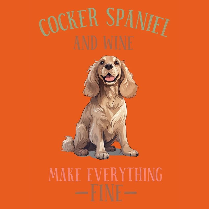 Cocker Spaniel and Wine Make Everything Fine