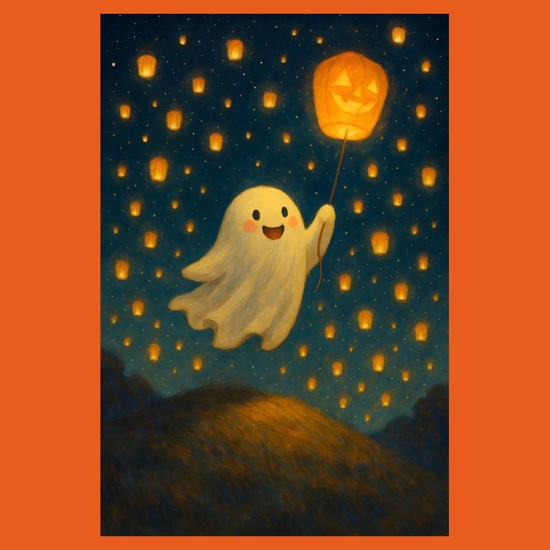Ghost with jack-o'-lantern