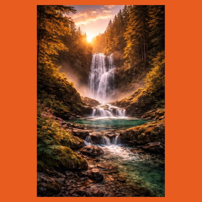 Wasserfall in der Abendsonne