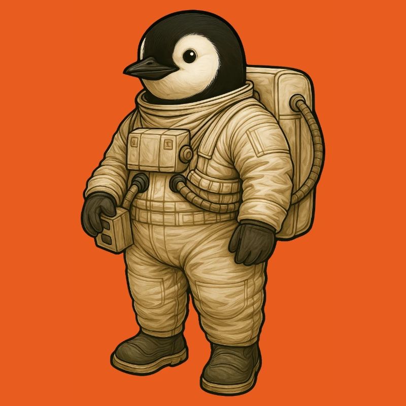 Mignon pingouin astronaute dans l’aventure spatiale