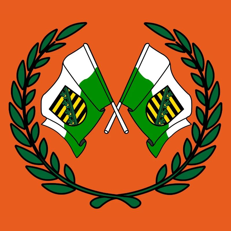 Drapeaux Couronne de laurier de Saxe
