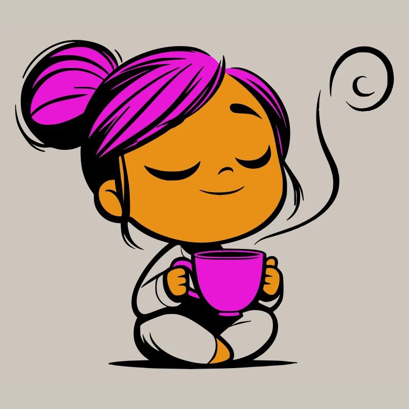 Tassmine enspannt mit einer Tasse Tee oder Kaffee