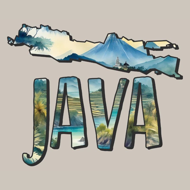 Carte aquarelle Java