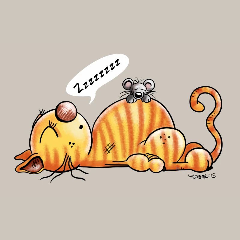 Schnarchende Katze und Maus - Comic - Fun