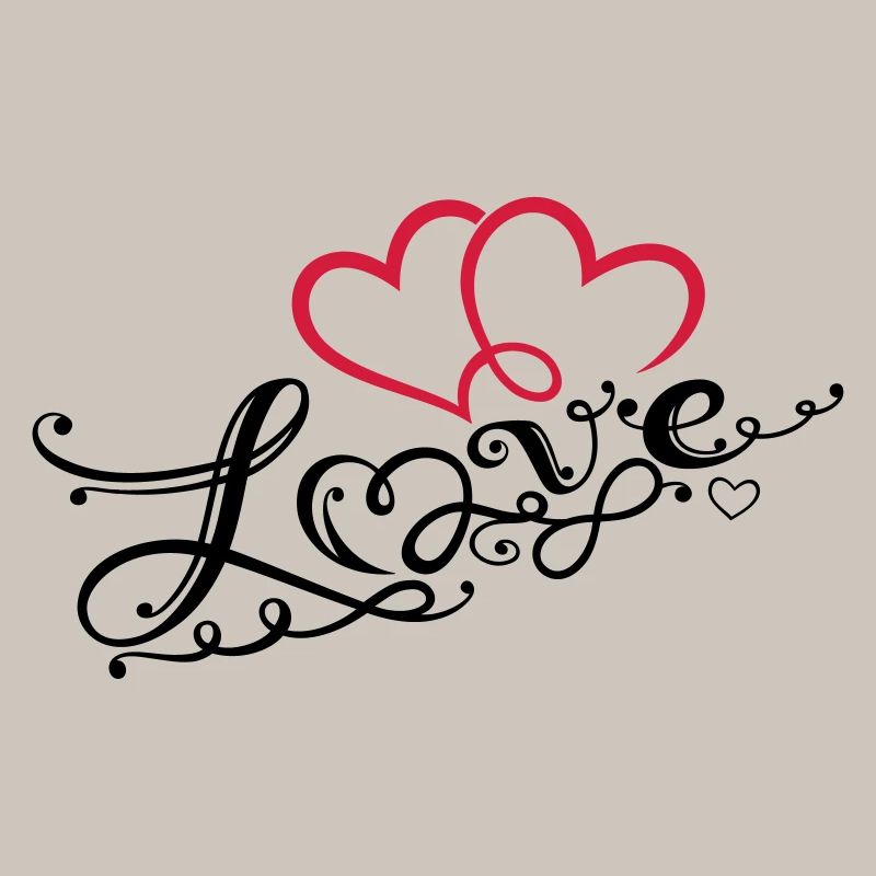 Two hearts with ornament and infinity loop.