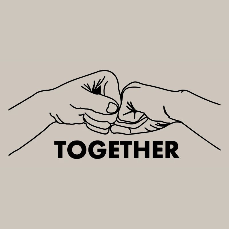 Hand gesture collaboration teamwork with text together
