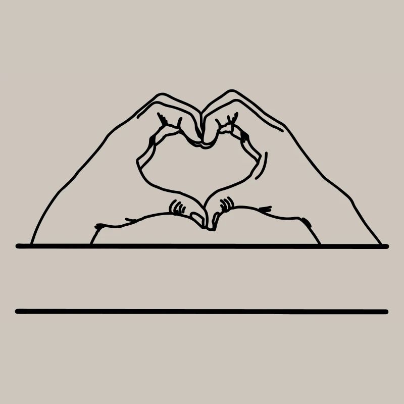 Hand gesture love text space