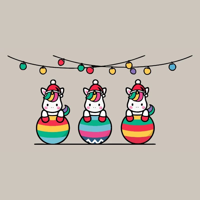 3 Einhörner Weihnachtskugeln Freunde