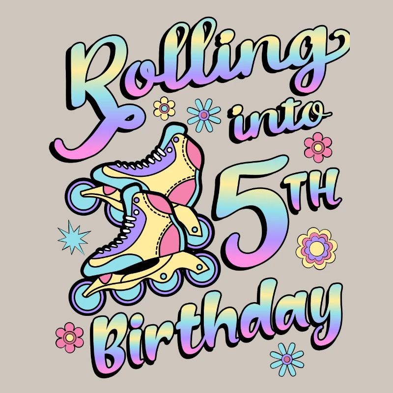 Rolling Into 5th Birthday Roller Skater Inline