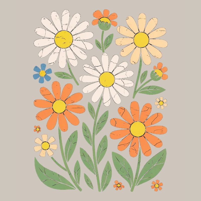 Boho Retro Gänseblümchen Muster Retro