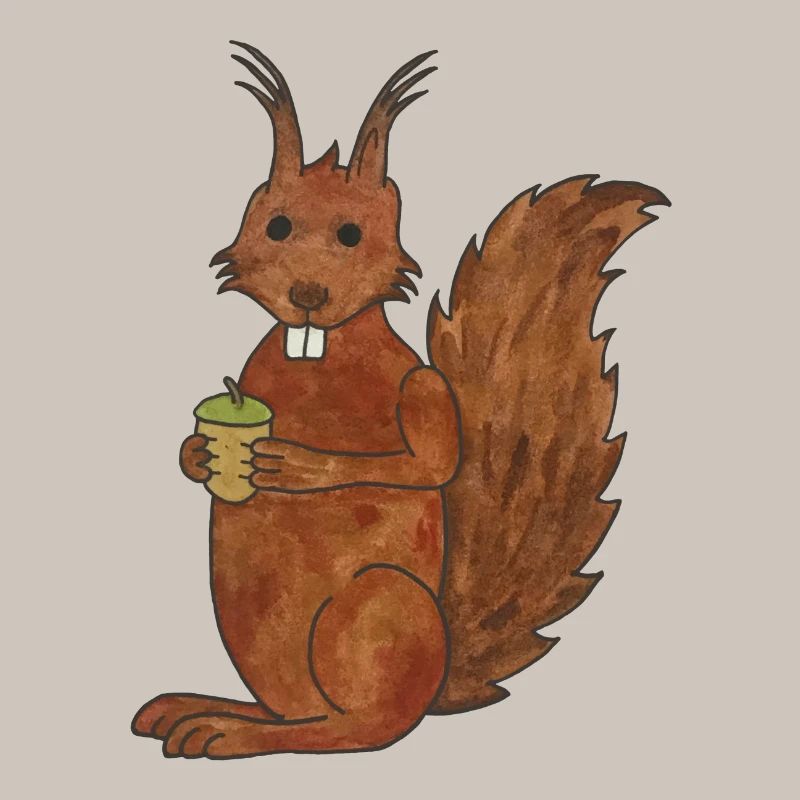 süßes niedliches Eichhörnchen mit Eichennuss