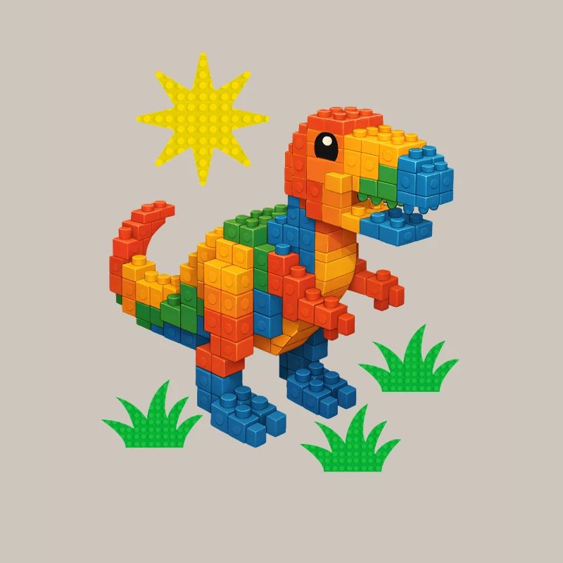 Dinosaur Made Of Bricks Creative Block Builder