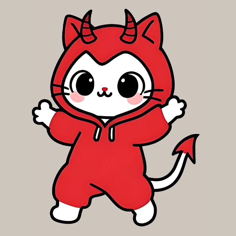 Cat Devil Kapuzenpullover Rot