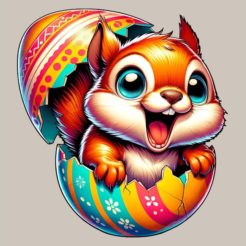 Easter Squirrel with Easter Egg: Cute Design