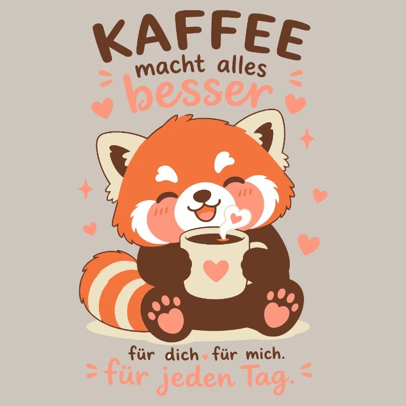 Roter Panda mit Kaffee