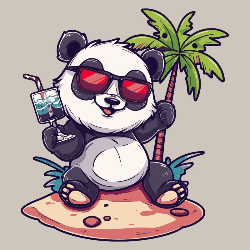 Panda Sommer Strand Comic