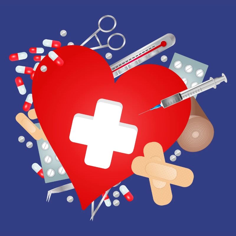 Erste Hilfe Set oder Reiseapotheke mit Herz