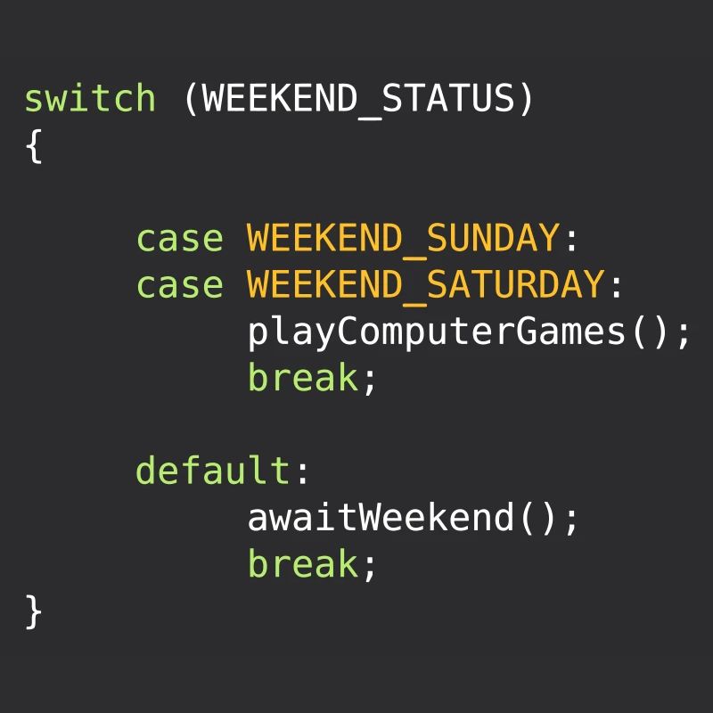 JAVA CODE - SWITCH - GAMING ON WEEKENDS