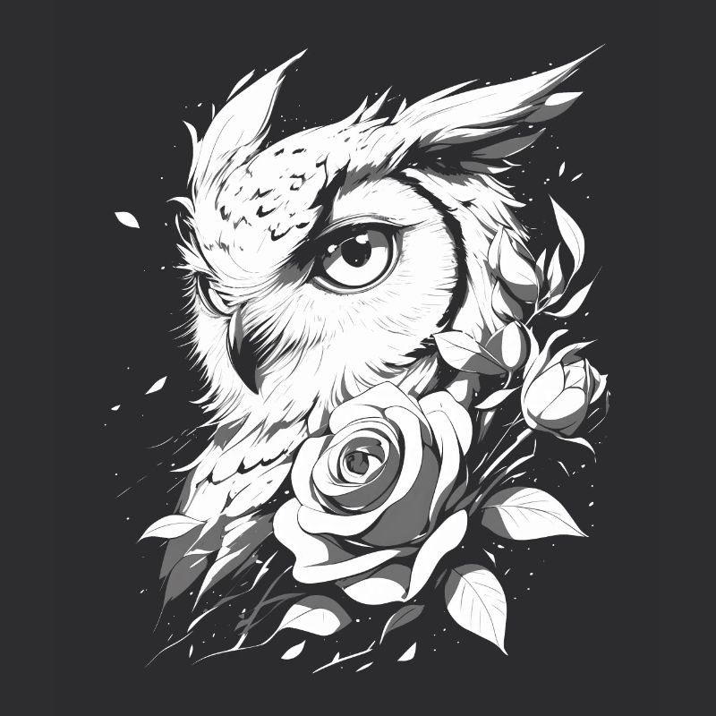 Eule Rose Blumen Ästhetik Nachteule Vogel Geschenk