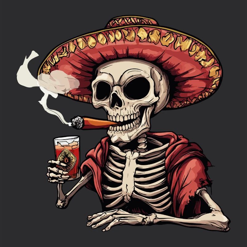 Skeleton Skull Skull Cigar Liquor