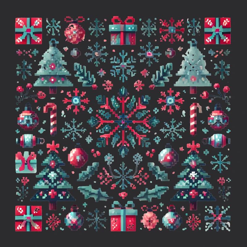 Festliches Pixel Art Weihnachtsmuster