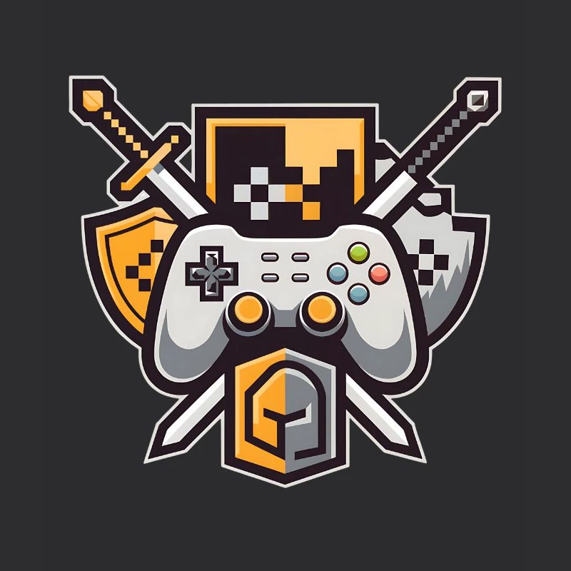 Logo de jeu – manette et épée Pixel Art