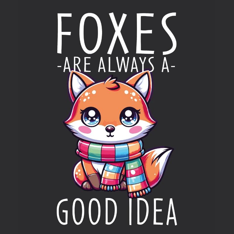 Charming Kawaii Fox With Scarf Graphic Featuring