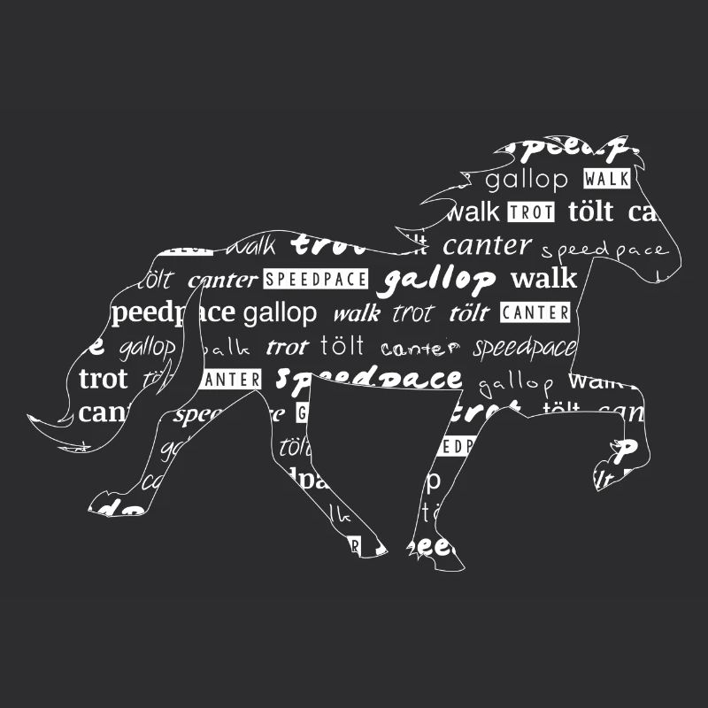 Töltend cheval avec texte - blanc