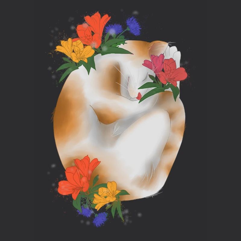 Chat et fleurs