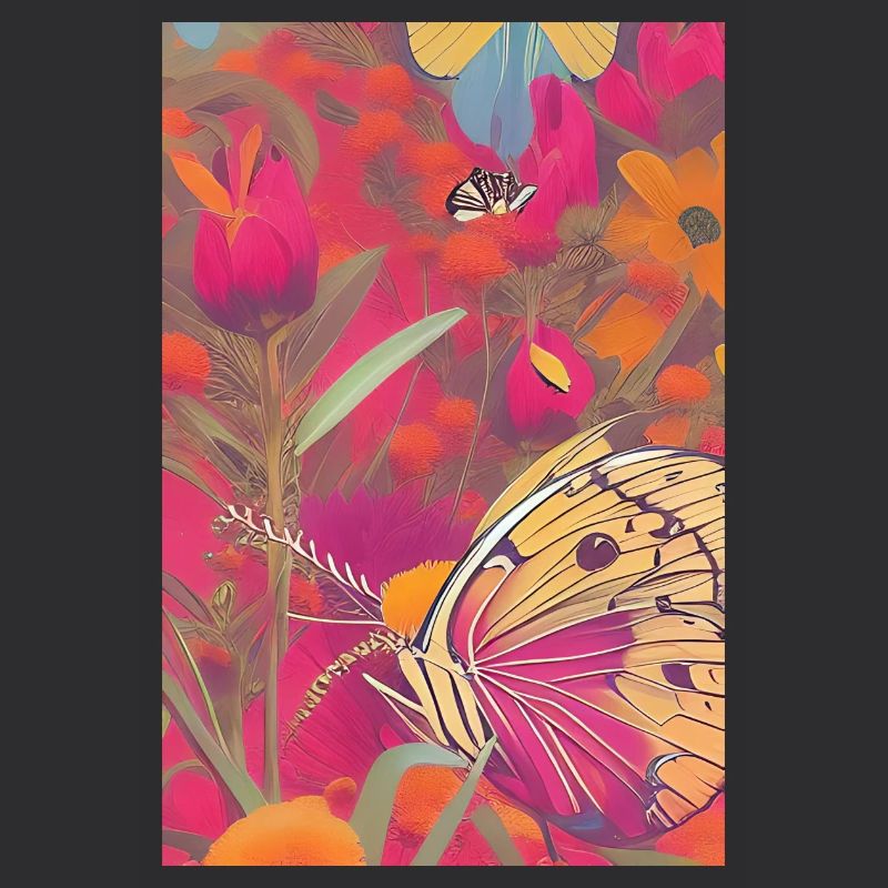 Fleurs et papillon