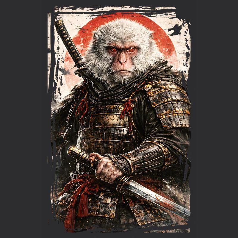 Japanese Art - Japanese Snow Monkey - Samurai