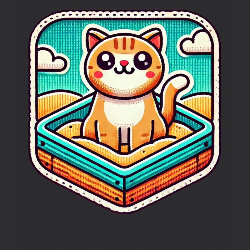 Chat mignon assis dans le bac à sable