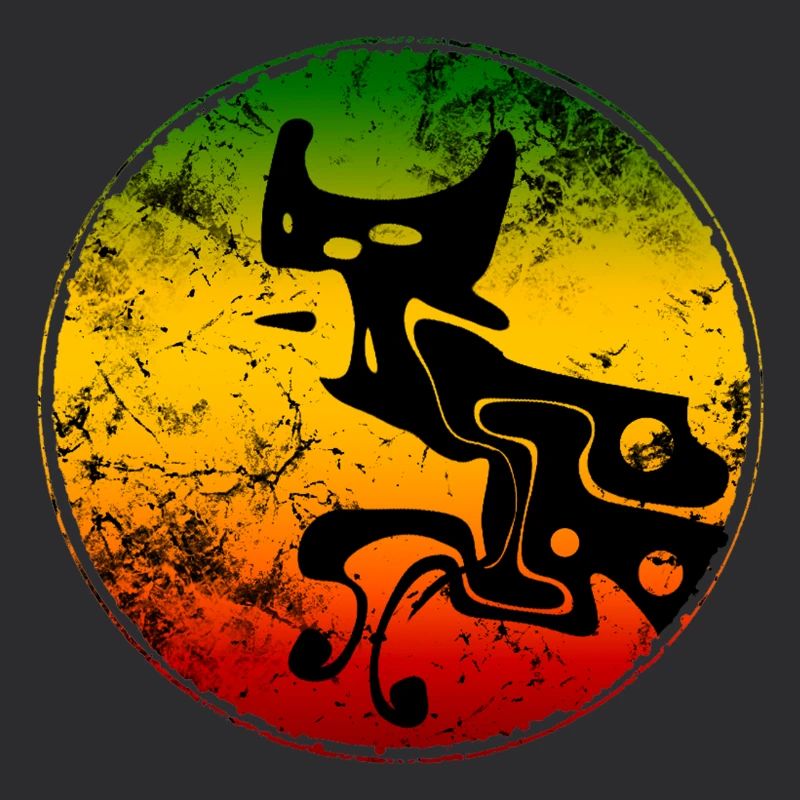 Silhouette abstraite de chat sauvage aux couleurs reggae