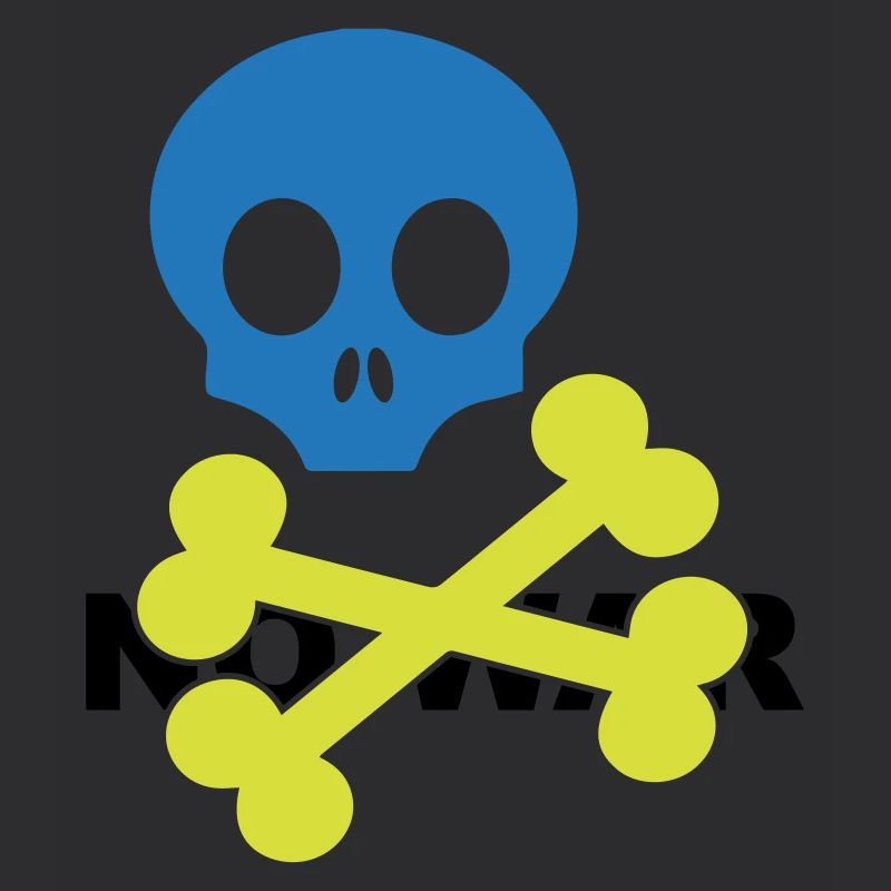 Neon Blue Skull and Crossbones