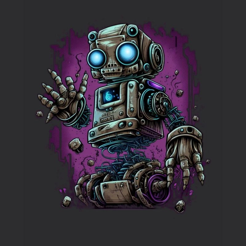 Robot à vapeur néon dans Junkyard Glow