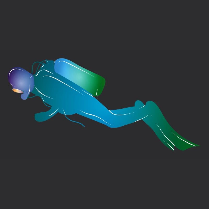 Silhouette de plongeur dans les tons bleu-vert