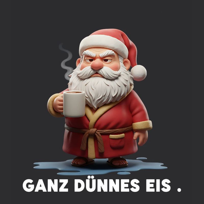 Grimmiger Weihnachtsmann Spruch ganz dünnes Eis
