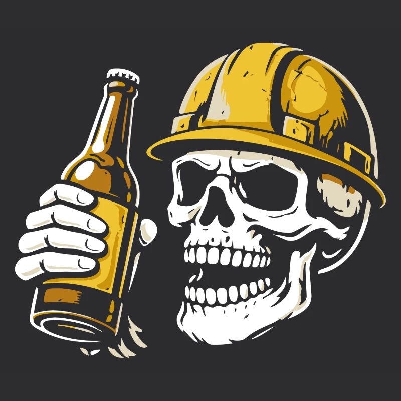 Construction Worker Skull with Beer – Craftsman