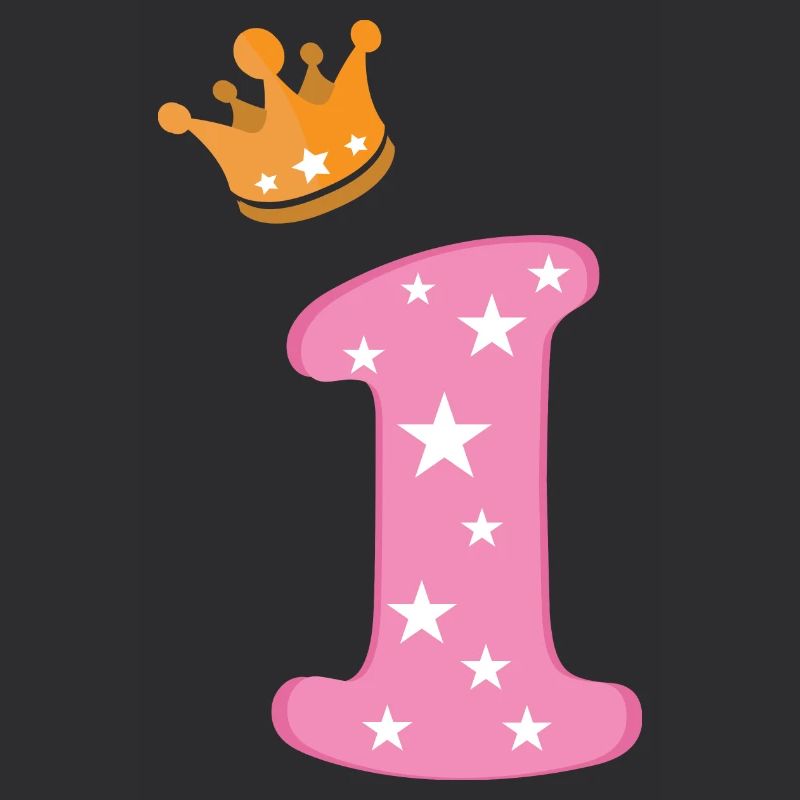 Geburtstag Mädchen Krone Pink Zahl Eins Sterne