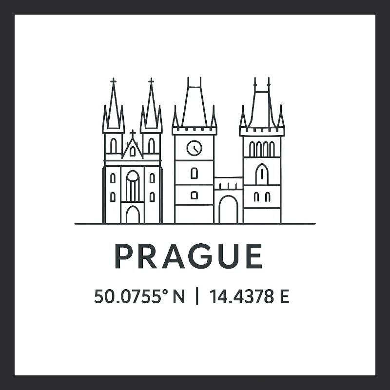 Prague Line Art Silhouette Point de repère