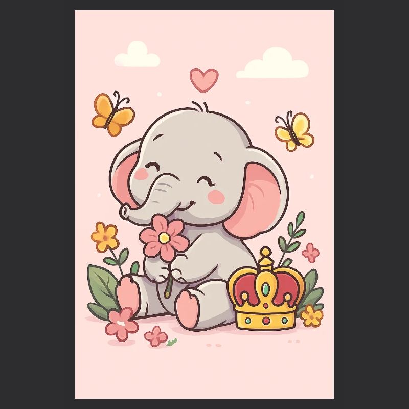 Pastel Elephant Crowned