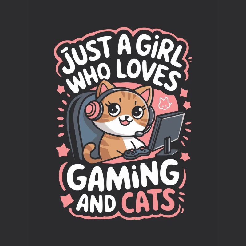 Gaming Computer Console Girl Cat