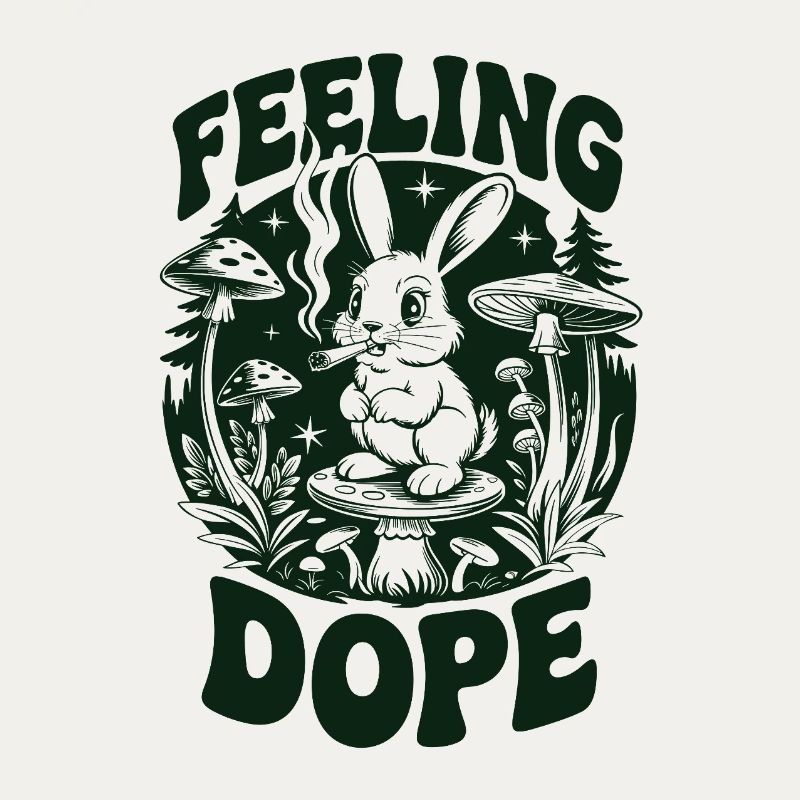 Psychedelic bunny in the forest