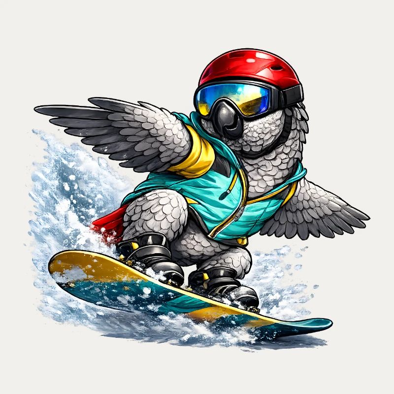 Graupapagei Snowboard