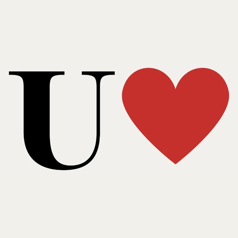 Letter u red heart