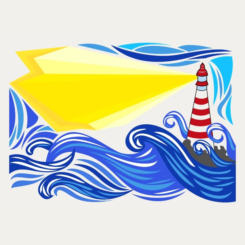 Meer im Sturm mit Leuchtturm