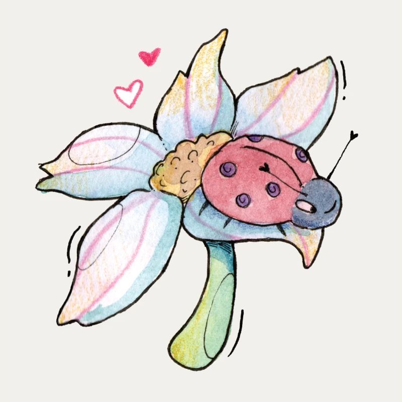 Douce Lucky Charm Ladybug sur fleur